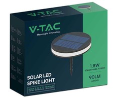 V-tac 1,8W LED įsmeigiamas lauko šviestuvas su saulės baterija, juodas, 3000K, IP54