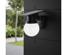 Sieninis šviestuvas 0,9W LED įkraunamas sieninis fasado šviestuvas, juodas, 3000/4000/6400K, IP54, su saulės baterija