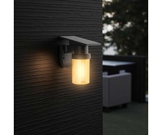 Sieninis šviestuvas 0,9W LED įkraunamas sieninis fasado šviestuvas, juodas, 2700/3200/5000K, IP54, su saulės baterija