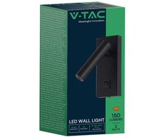 V-tac 2W LED sieninis šviestuvas, juodas, 4000K