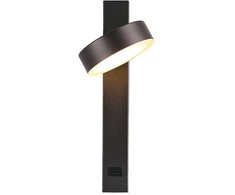 V-tac 8W LED sieninis šviestuvas, juodas, 3000K, su USB