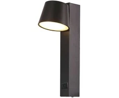 V-tac 8W LED sieninis šviestuvas, juodas, 3000K, su USB