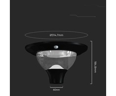V-tac 15W LED įkraunamas lauko šviestuvas su saulės baterija ir judesio davikliu, juodas, 3000/4000/6000K, IP65