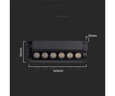 V-tac 5W LED šviestuvas į magnetinius bėgelius, juodas, 4000K, pakreipiamas