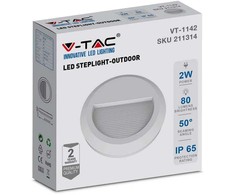 V-tac 2W LED sieninis lauko šviestuvas, baltas, 3000K, IP65