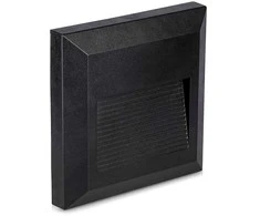 2W LED kvadratinis šviestuvas, juodas, IP65, 4000K