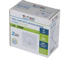 V-tac 3W LED kvadratinis šviestuvas su jutikliu, baltas, 4500K