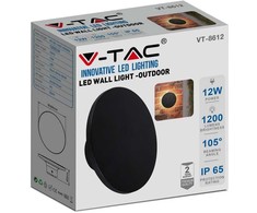 V-tac 12W LED sieninis šviestuvas, juodas, 4000K, IP65