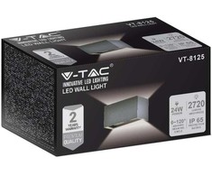 V-tac 24W LED sieninis lauko šviestuvas, pilkas, 4000K, IP65