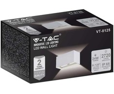 V-tac 24W LED sieninis lauko šviestuvas, baltas, 3000K, IP65
