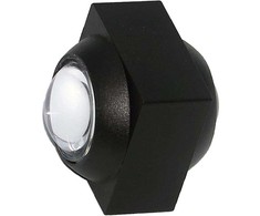 V-tac 2W LED sieninis šviestuvas, juodas, 3000K, IP54