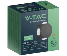 V-tac 4W LED sieninis šviestuvas, juodas, 3000K, IP54
