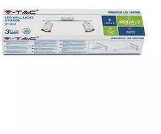 Lubinis šviestuvas Bikuvalt 2 x 6W LED sieninis šviestuvas V-TAC, baltas, 3000K (šiltai balta)