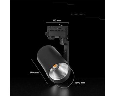 35W LED šviestuvas į 3 fazių bėgelius, juodas, 3000K, CREE LED chip