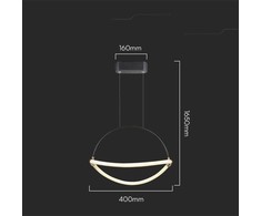 V-tac 12W LED pakabinamas šviestuvas, juodas, 3000K