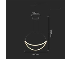 V-tac 16W LED pakabinamas šviestuvas, juodas, 3000K