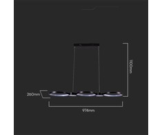 V-tac 38W LED pakabinamas šviestuvas, juodas, 3000K