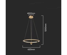 V-tac 45W LED pakabinamas šviestuvas, aukso sp., 3000K