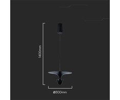 V-tac 9W LED pakabinamas šviestuvas, juodas, 4000K