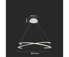 V-tac 48W LED pakabinamas šviestuvas, baltas, 3000K, dimeriuojamas