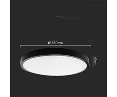 Sieninis šviestuvas V-tac 24W LED paviršinis šviestuvas, juodu korpusu, 4000K, IP44, su judesio davikliu