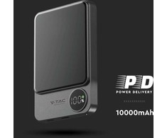 V-TAC išorinė baterija 10000mAh magnetinė 20W LCD