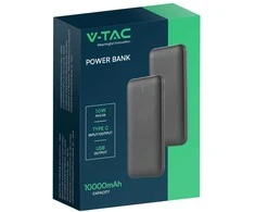 Power bank V-TAC 10000mAh slim type C juoda VT-3527