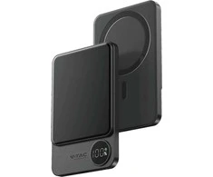 Power bank V-TAC 5000mAh pilka magnetyczny 9mm aliuminio lightning LCD szybki 20W V-TAC VT-50005-SG
