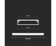 V-tac LED paviršinis profilis su dangteliu, sidabro sp., 2000x40x10mm