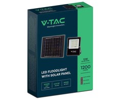 V-tac 12W LED prožektorius su saulės baterija, juodas, 6400K