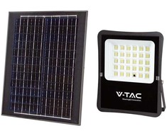 V-tac 20W LED prožektorius su saulės baterija, juodas, 6400K