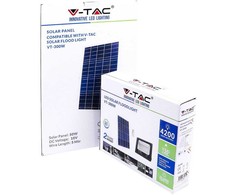 V-tac 50W LED prožektorius su saulės baterija, juodas, 6000K