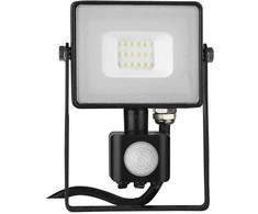 10W LED prožektorius V-TAC, 4000K (natūraliai balta), su judesio davikliu, juodu korpusu, SAMSUNG LED chip