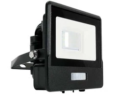 10W LED prožektorius V-TAC, juodu korpusu, 6500K, su judesio davikliu