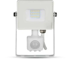 10W LED prožektorius V-TAC, 3000K (šiltai balta), su judesio davikliu, baltu korpusu, SAMSUNG LED chip