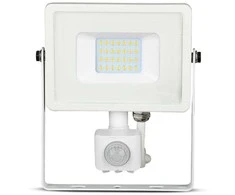 20W LED prožektorius V-TAC, 4000K (natūraliai balta),su judesio davikliu, baltu korpusu, SAMSUNG LED chip