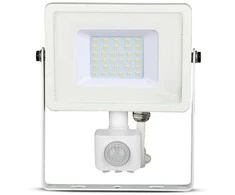 30W LED prožektorius V-TAC, 6400K (šaltai balta), su judesio davikliu, baltu korpusu, SAMSUNG LED chip