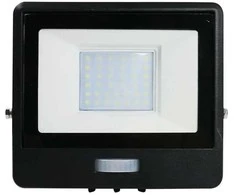 30W LED prožektorius V-TAC, juodu korpusu, 6500K, su judesio davikliu