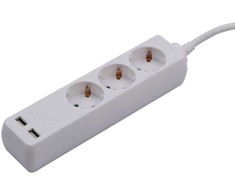 Ilgintuvas 3-vietis V-TAC, 2usb jungtys, 3G1.5MM2 X 5M, baltas