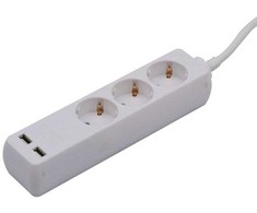 Ilgintuvas 3-vietis V-TAC, 2usb jungtys, 3G1.5MM2 X 1.5M, baltas