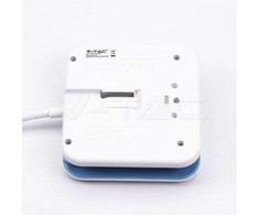 Ilgintuvas 3-vietis V-TAC, 2usb jungtys, 3G1.5MM2 X1.4M, baltas, kvadratinis