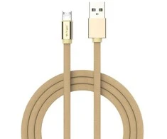 V-tac 1m mikro USB laidas, auksinės spalvos, laido tipas- medvilninis audinys