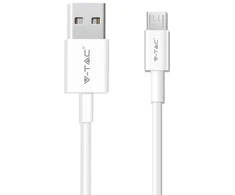 1m mikro USB laidas, baltas, PVC.