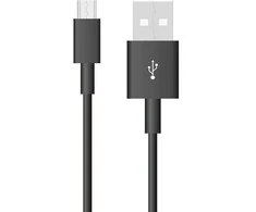 1m mikro USB laidas, juodas, PVC.