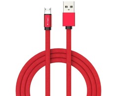 V-tac 1m mikro USB laidas, raudonas, laido tipas- medvilninis audinys