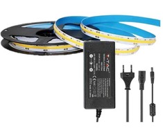 V-tac 10W/m LED juosta, 420LED/m, IP20, 3000K, 5m, su 60W maitinimo šaltiniu, 24V, 2.5A, IP44