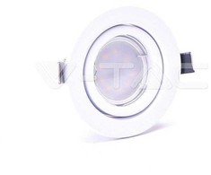 V-tac 5W LED lemputė GU10, su rėmeliu, baltu korpusu, 6400K (šaltai balta). Pakuotėje 3 vnt.