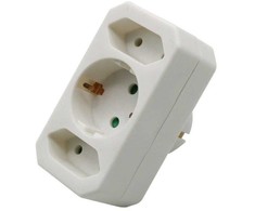 V-tac Trivietis lizdo adapteris, baltas, 2 jungtys su 2,5A, viena - 16A.