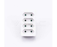 V-tac Keturvietis lizdo adapteris, 2,5A, baltas