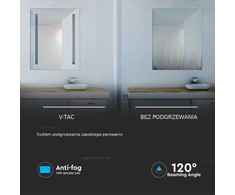 Sieninis šviestuvas Veidrodis su apšvietimu V-TAC, 17W, 6400K, IP44